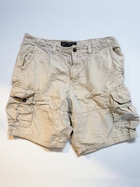 American Eagle Longboard Shorts Men's Size 36 10" Inseam Cargo Khaki Tan